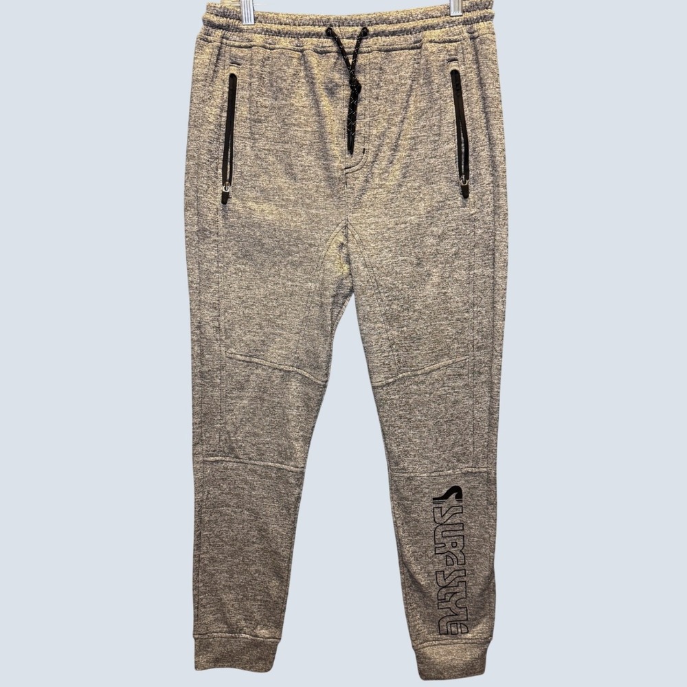 1915 | Surf Style Athletics Heathered Gray Tapered Fleece Jogger Pants Mens M
